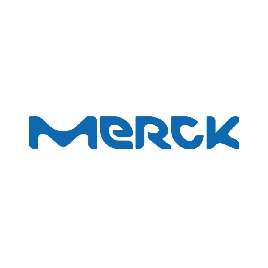Blaues Logo von Merck, einem Kunden von rfw. kommunikation in Darmstadt.