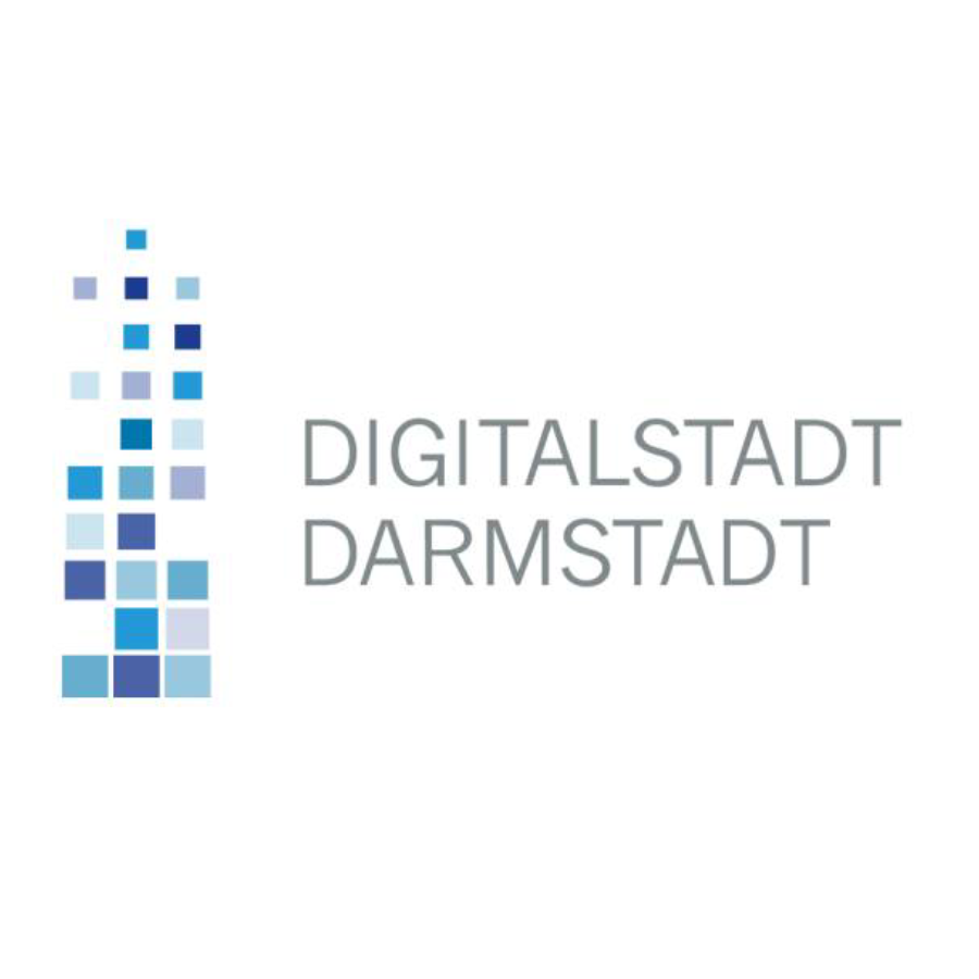 Blau-graues Logo der Digitalstadt Darmstadt, einem Kunden der PR-Agentur rfw. kommunikation in Darmstadt.