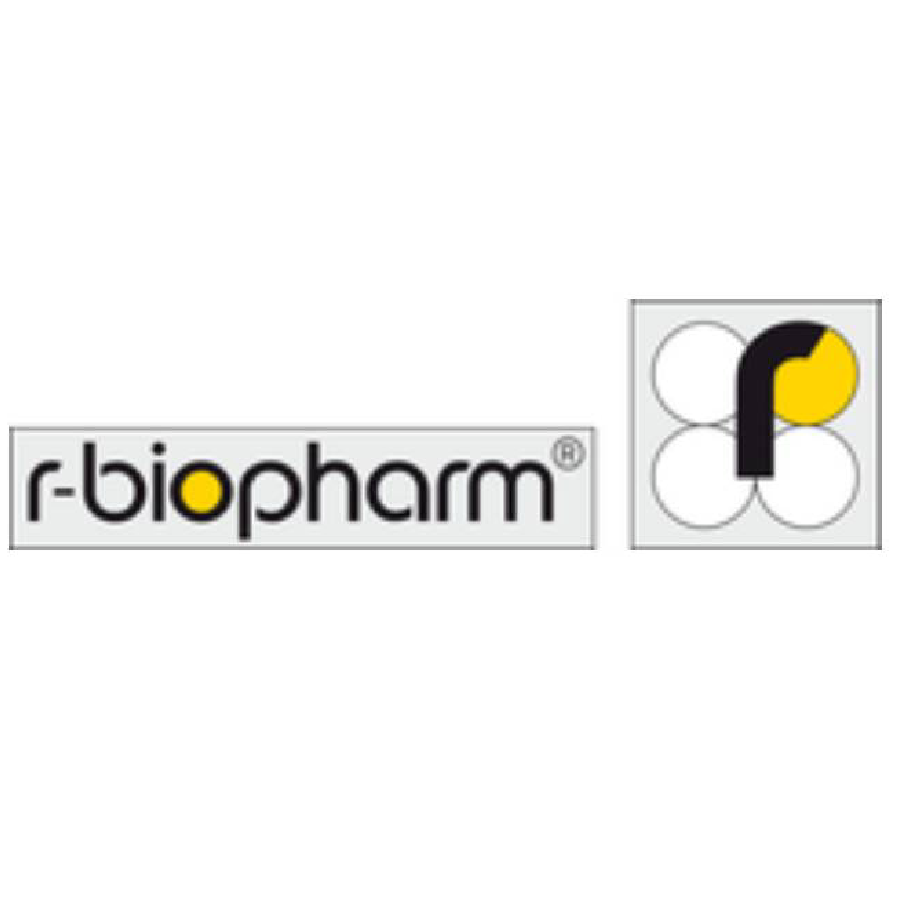 Schwarz, gelb, weißes Logo von r-biopharm, einem Kunden der PR-Agentur rfw. kommunikation in Darmstadt.